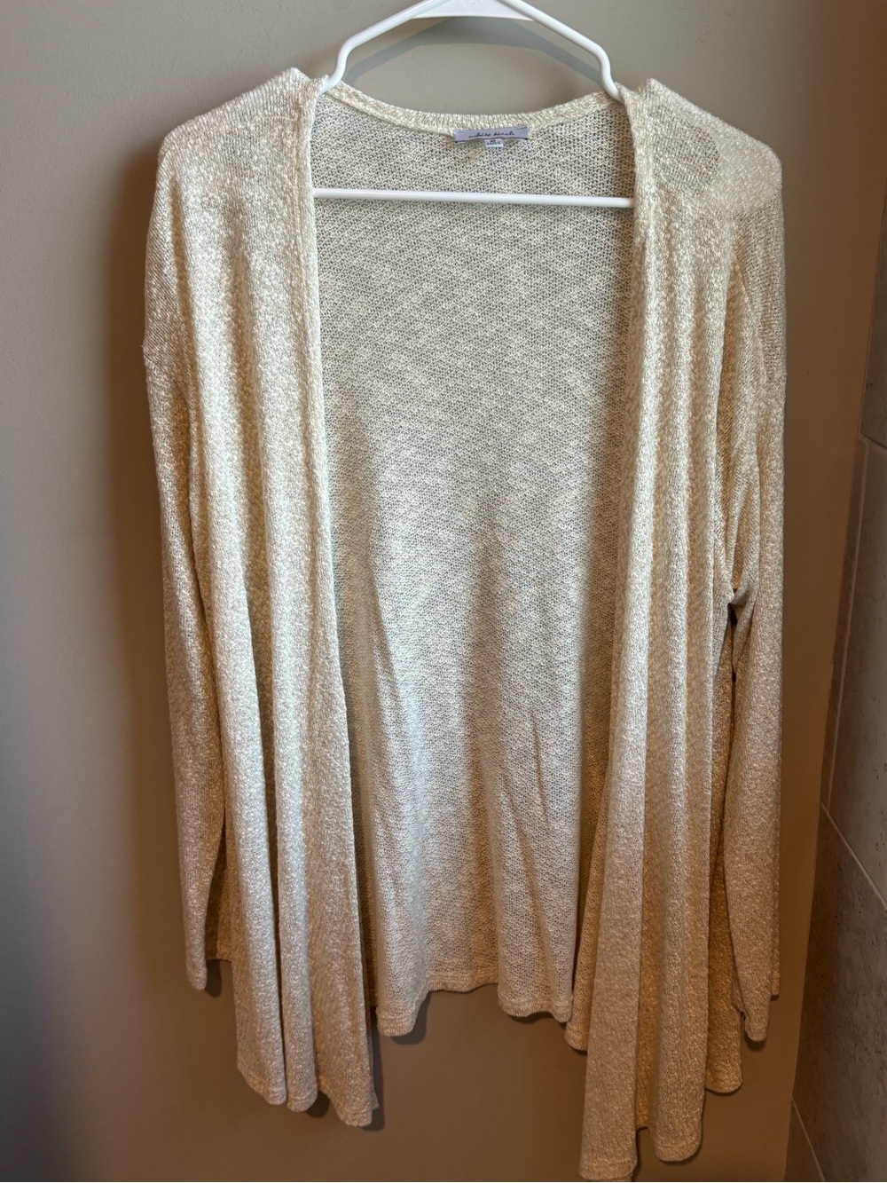 white birch Cream Open-Front Lightweight Cardigan